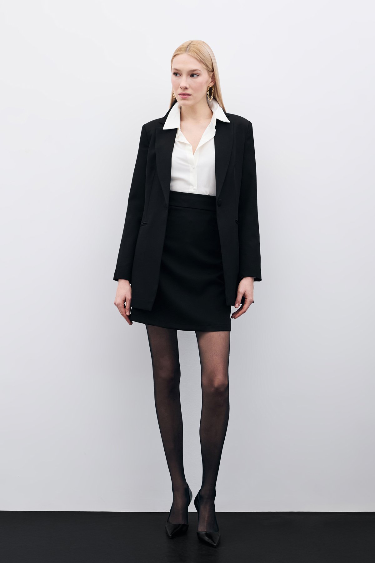 Mono Yaka Klasik Blazer Ceket - Siyah