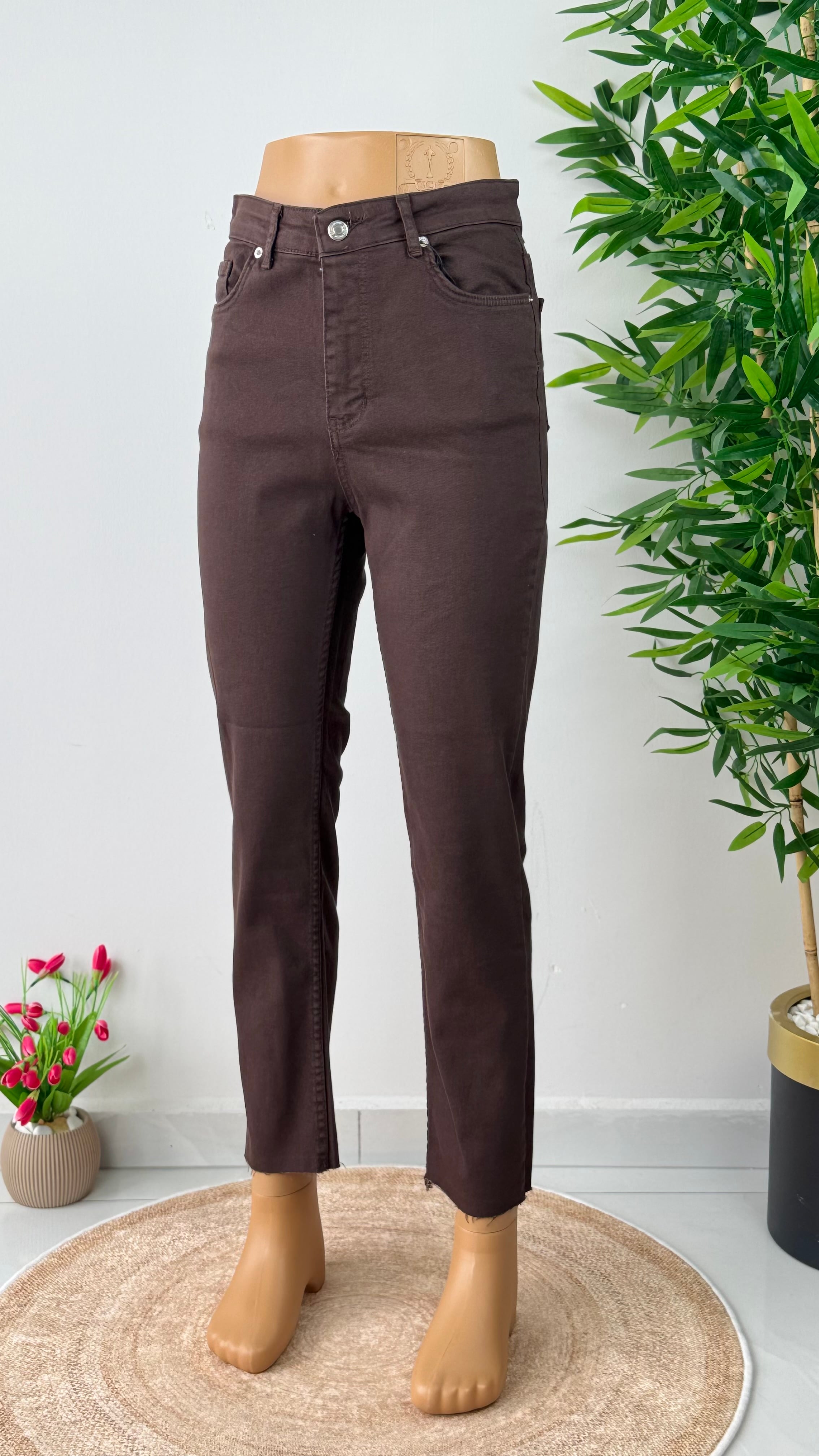 kahverengi fit jeans