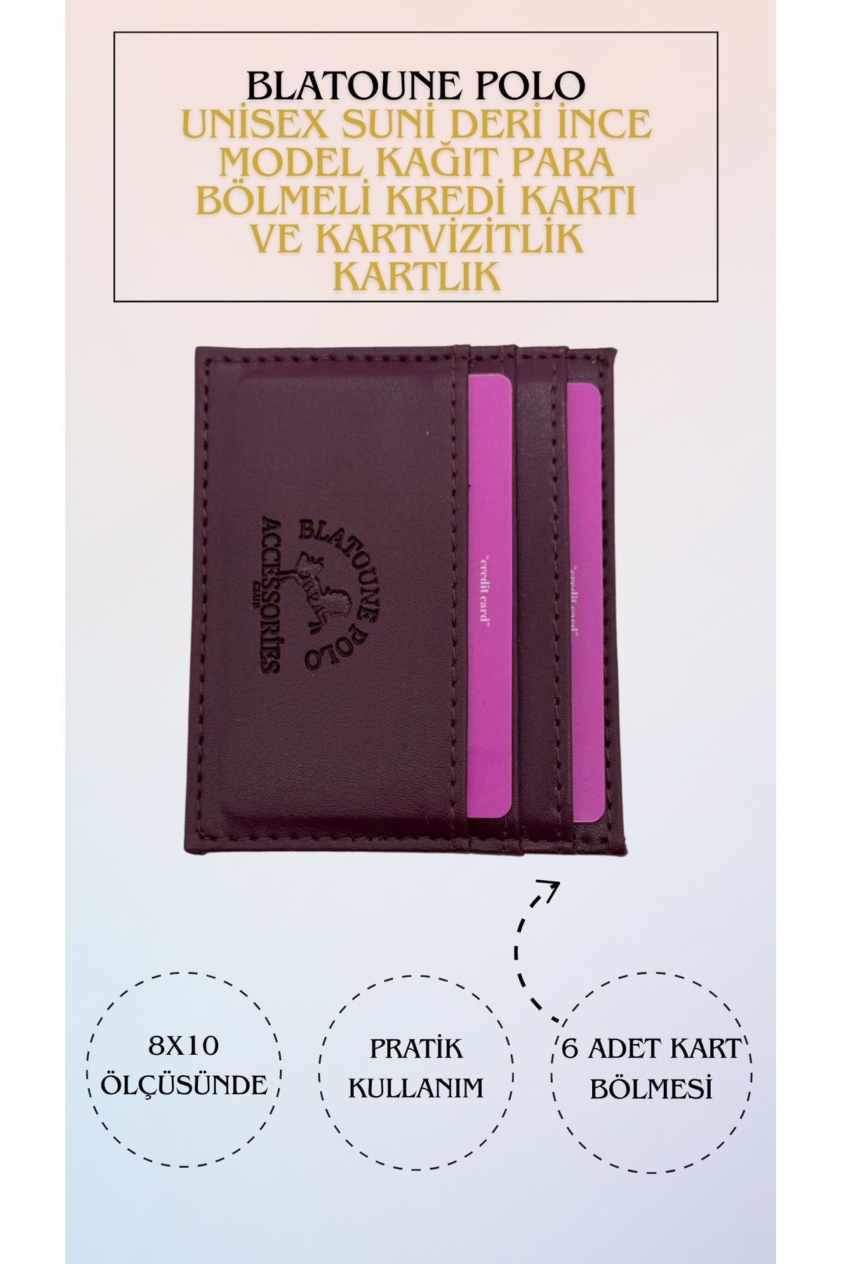 Unisex Suni Deri İnce Model Kağıt Para Bölmeli Kredi Kartı Ve Kartvizitlik Kartlık
