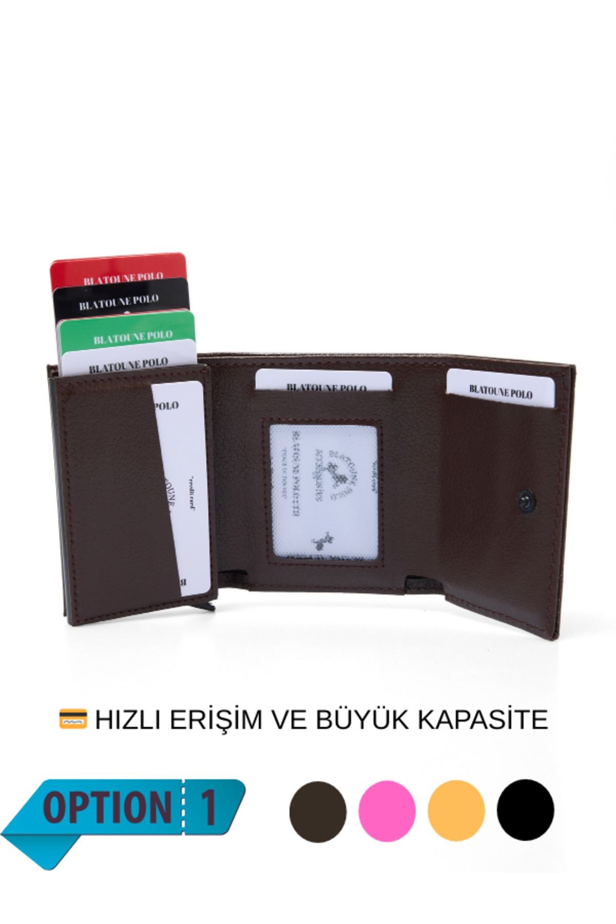 RFID Korumalı Kadın Bej Otomatik Mekanizmalı Hırsızlık Korumalı Para Bölmeli Kartlık Cüzdan