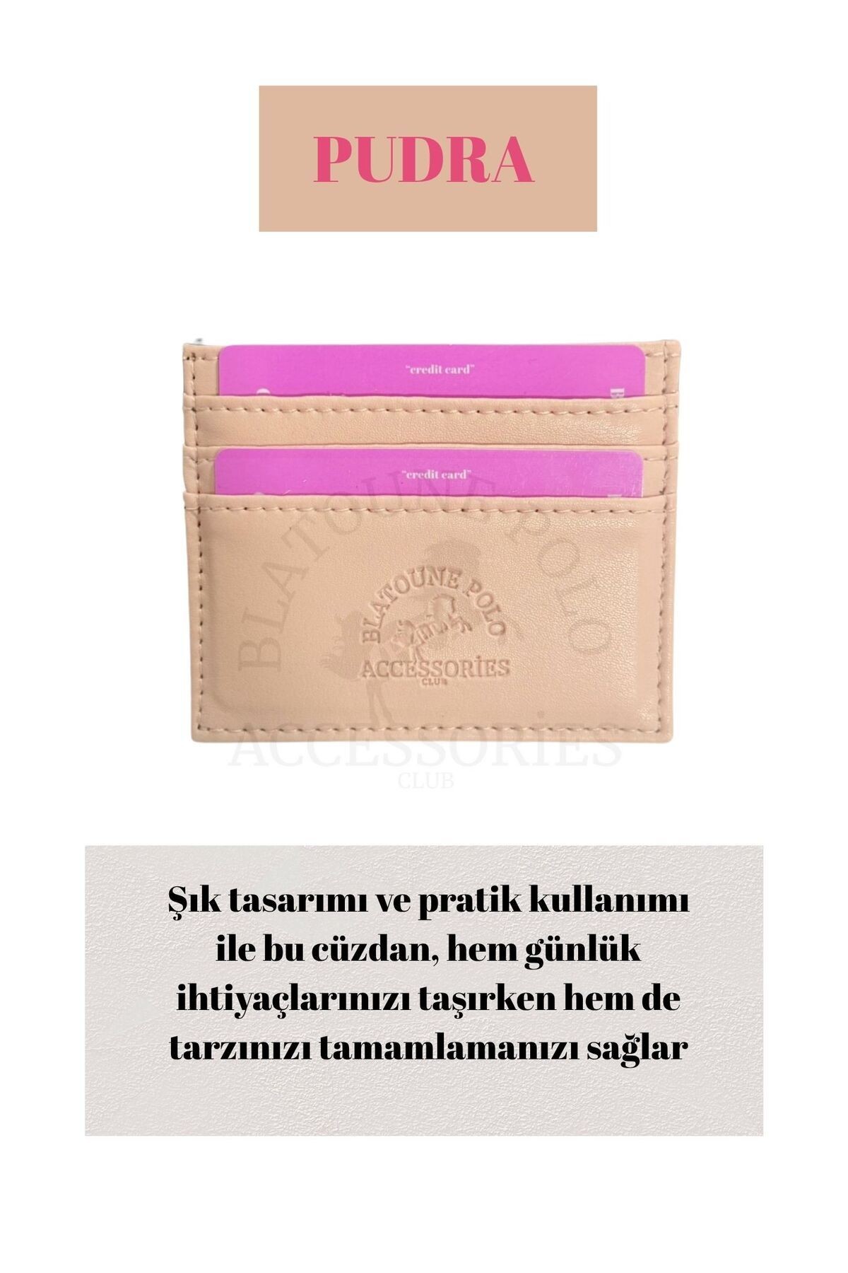 Unisex Suni Deri İnce Model Kağıt Para Bölmeli Kredi Kartı Ve Kartvizitlik Kartlık - bej