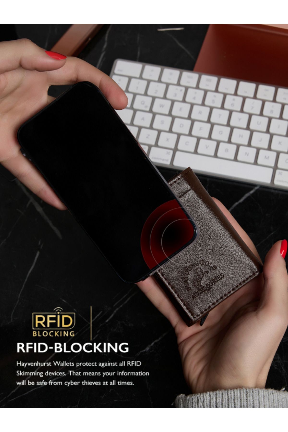 RFID Korumalı Kadın Bej Otomatik Mekanizmalı Hırsızlık Korumalı Para Bölmeli Kartlık Cüzdan