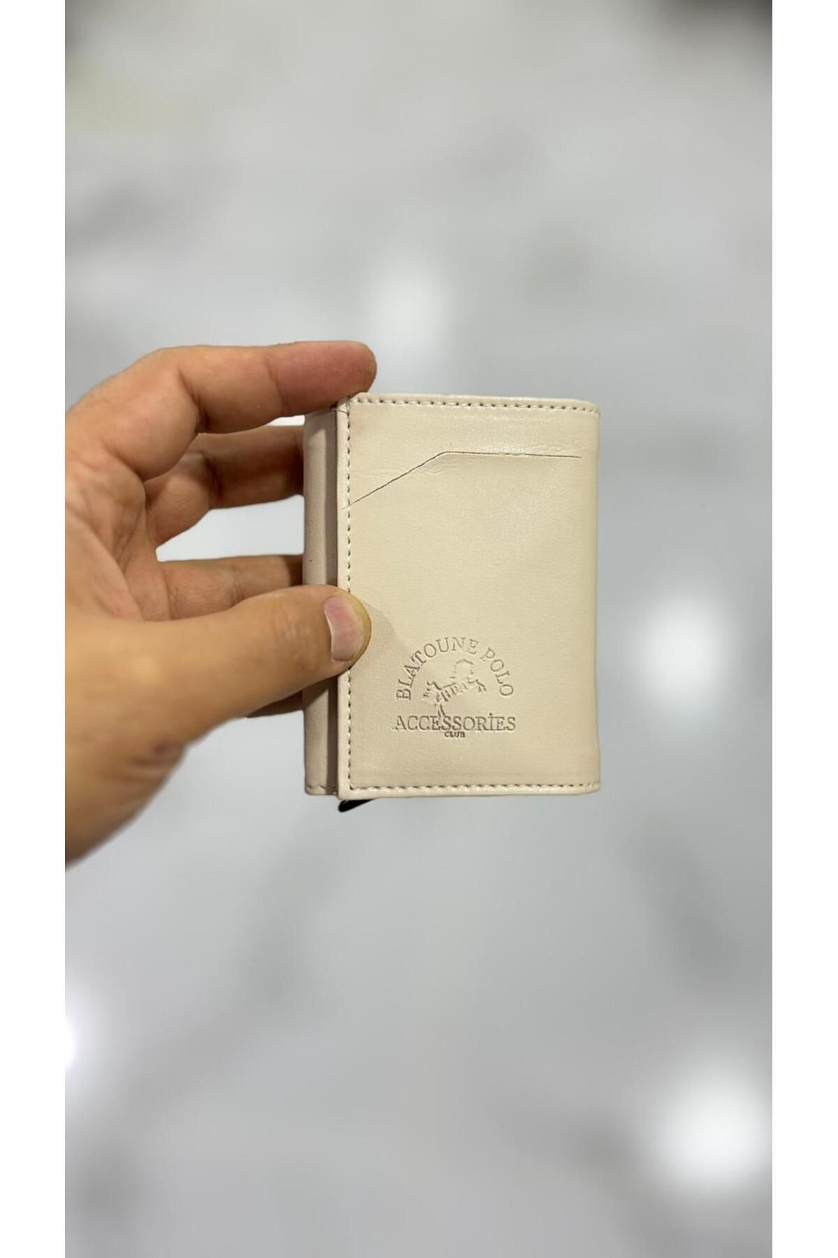 RFID Korumalı Kadın Bej Otomatik Mekanizmalı Hırsızlık Korumalı Para Bölmeli Kartlık Cüzdan