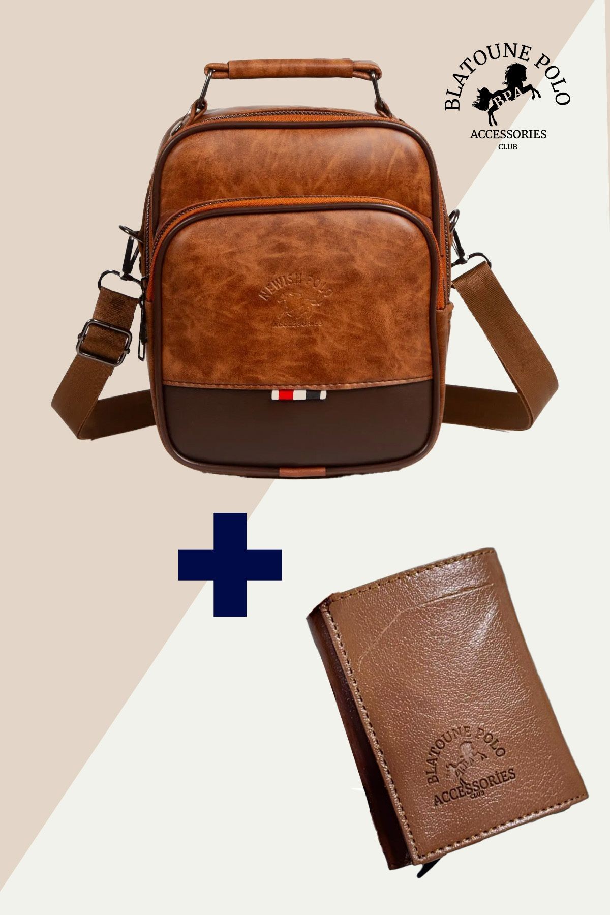 El Yapımı Kahverengi Deri Omuz Çantası Ve Rfıd Mekanizmalı Cüzdan Seti Çapraz Çanta Unisex Tasarım