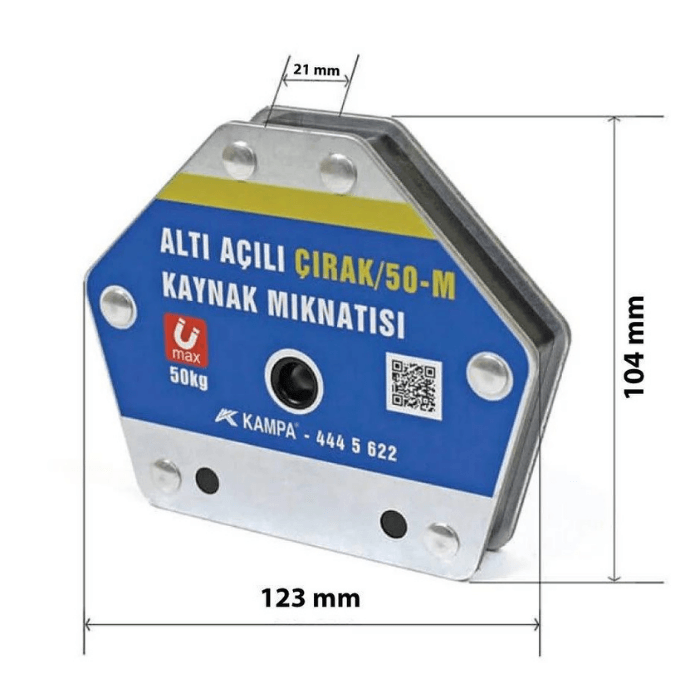 Çırak-50M/A Magnetic Welding Square with On-Off Switch, 6 Angles, 35-50 kg Welding Holder Magnet