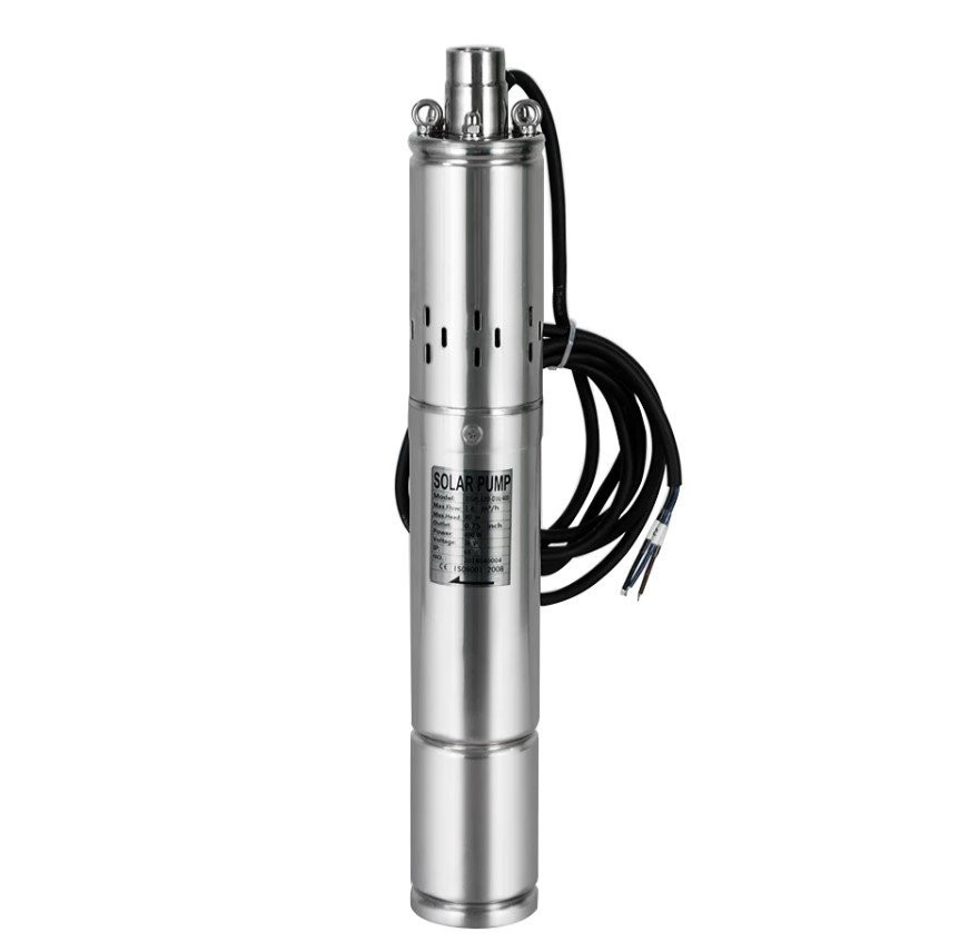 72 Volt DC Solar Powered Submersible Pump 70mm Outer Diameter 1000 Watt with Panel 100 MSS 3.6 m³/h