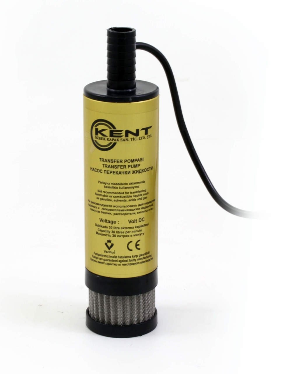 Kent 24 Volt Diesel Transfer Pump, DC Mini Submersible Pump with Strainer 50 mm Outer Diameter