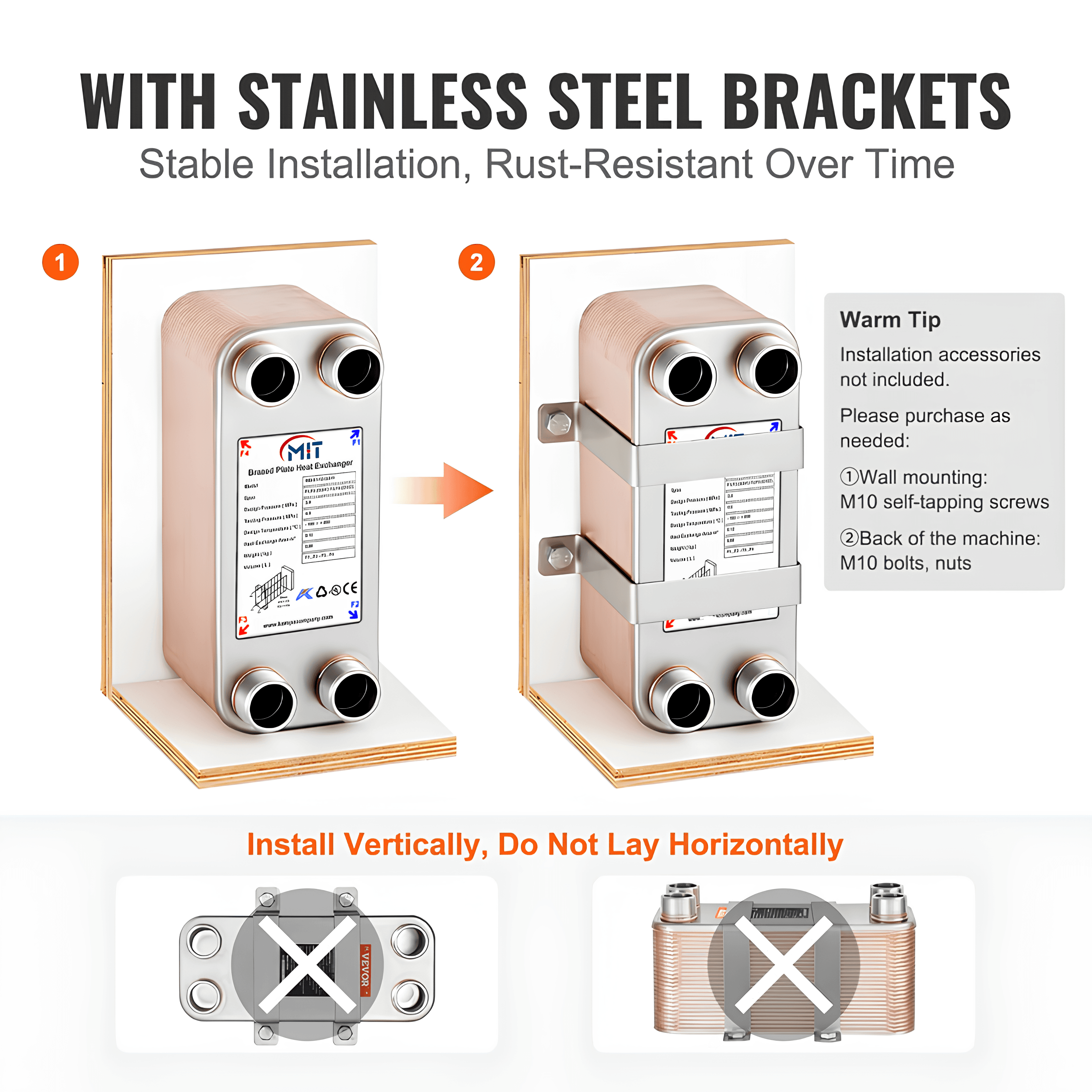 Mit MB-01 - 16 Plate Brazed Plate Heat Exchanger Connection 3/4- 1/2 Capacity 270 Liters/Hour