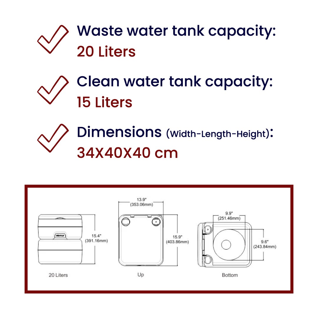 Seaflo Portable Toilet 20 Liters - Portable Toilet, Portable WC SR09722 SFPT-20-01