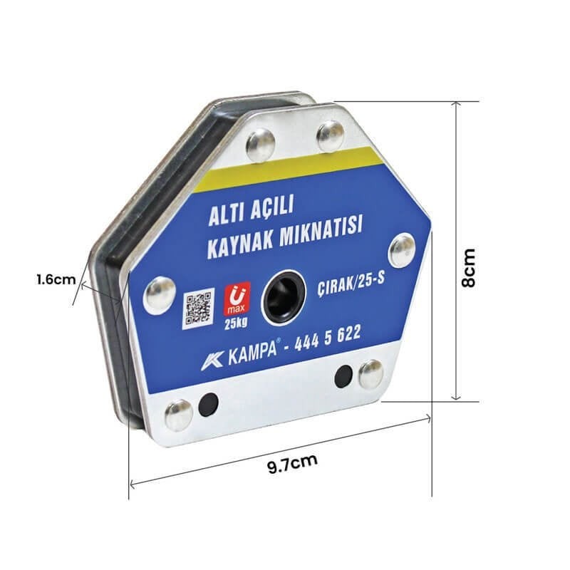 Cirak/25S Magnetic Welding Square - 2 Pieces, 6 Angles, 25 kg Welding Holder Magnet