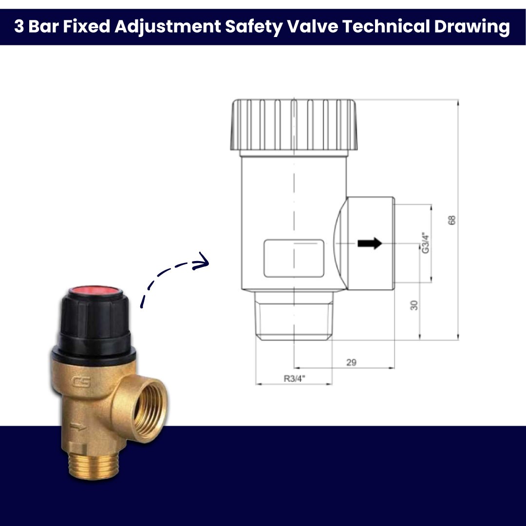 3 Bar Fixed Pressure Safety Valve 1/2''