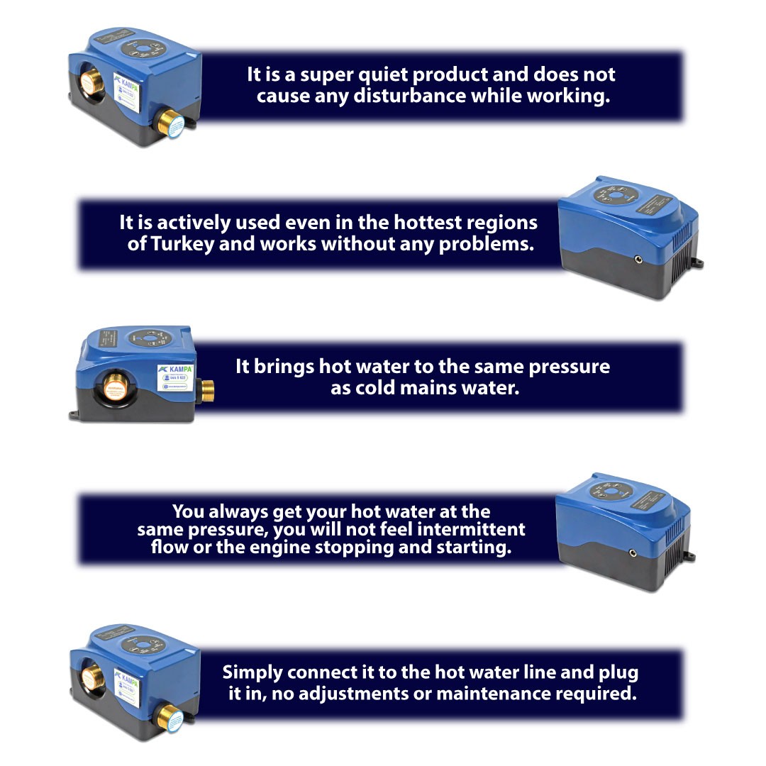 SILENT Solar Energy Pressure Booster Pump, 2 Bar 25 L/min Hot Water Hydrophore, Pompamat