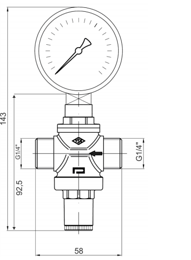 Pakkens 3/4'' Pressure Reducer, Pressure Regulator with 20 Bar Manometer