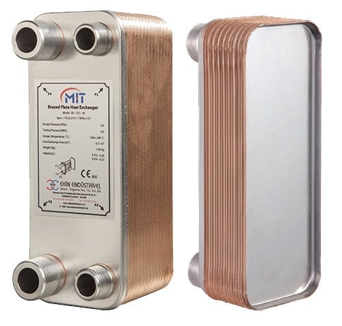 Mit MB-01 - 16 Plate Brazed Plate Heat Exchanger Connection 3/4- 1/2 Capacity 270 Liters/Hour