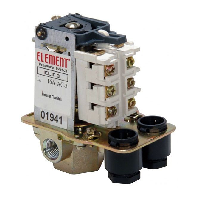 Element Hydro-pneumatic Pressure Switch 4-16 Bar, Discharge, On/Off, Three-Phase, 1/4'' Connection