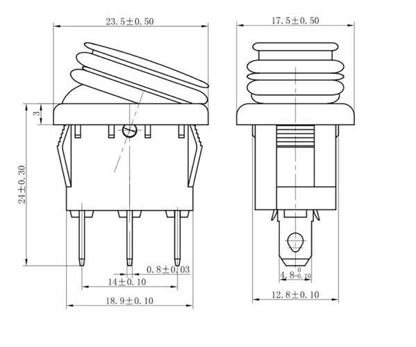 Bellows Light Switch 50 PCS Red, ON-OFF 3 Pin - Button Switch