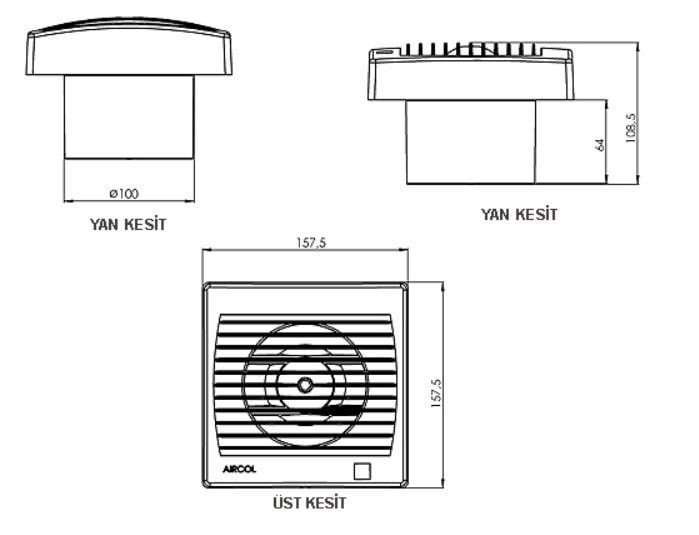 Aircol 100 Automatic Shutter Toilet and Bathroom Fan / Aspirator 100 m³/h - Aircol 100 OP