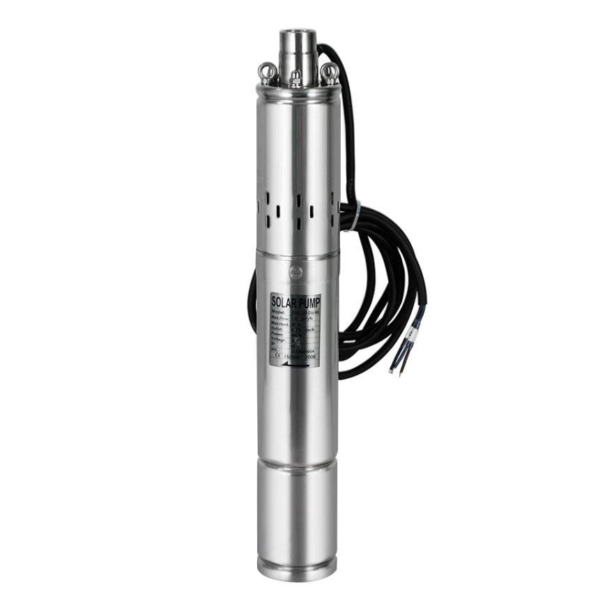 72 Volt Dc Solar Powered Submersible Pump 70mm Outer Diameter 900 Watt Panel 130 Mss 2.2 m³/h