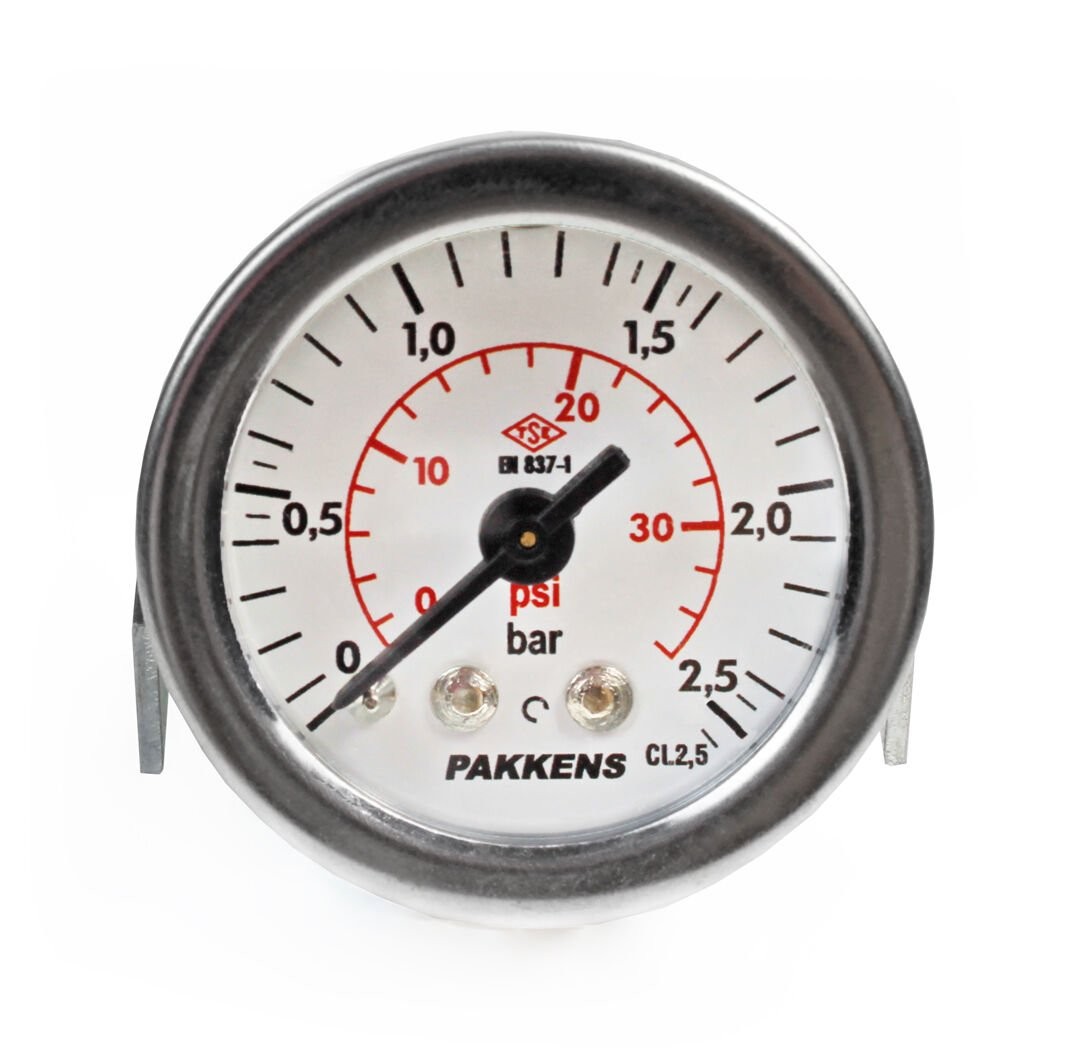 Pakkens 0-2.5 Bar 40 mm Rear Connection Panel Type Dry Manometer G 1/8 inch