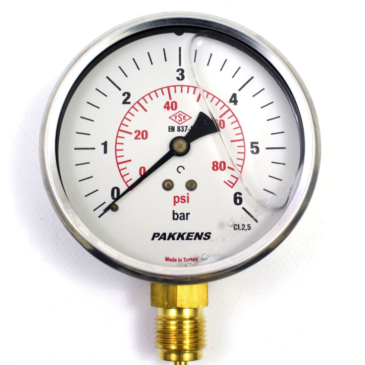 Pakkens 0-6 Bar 100 mm Bottom Connection Glycerin Manometer G 1/2 inch