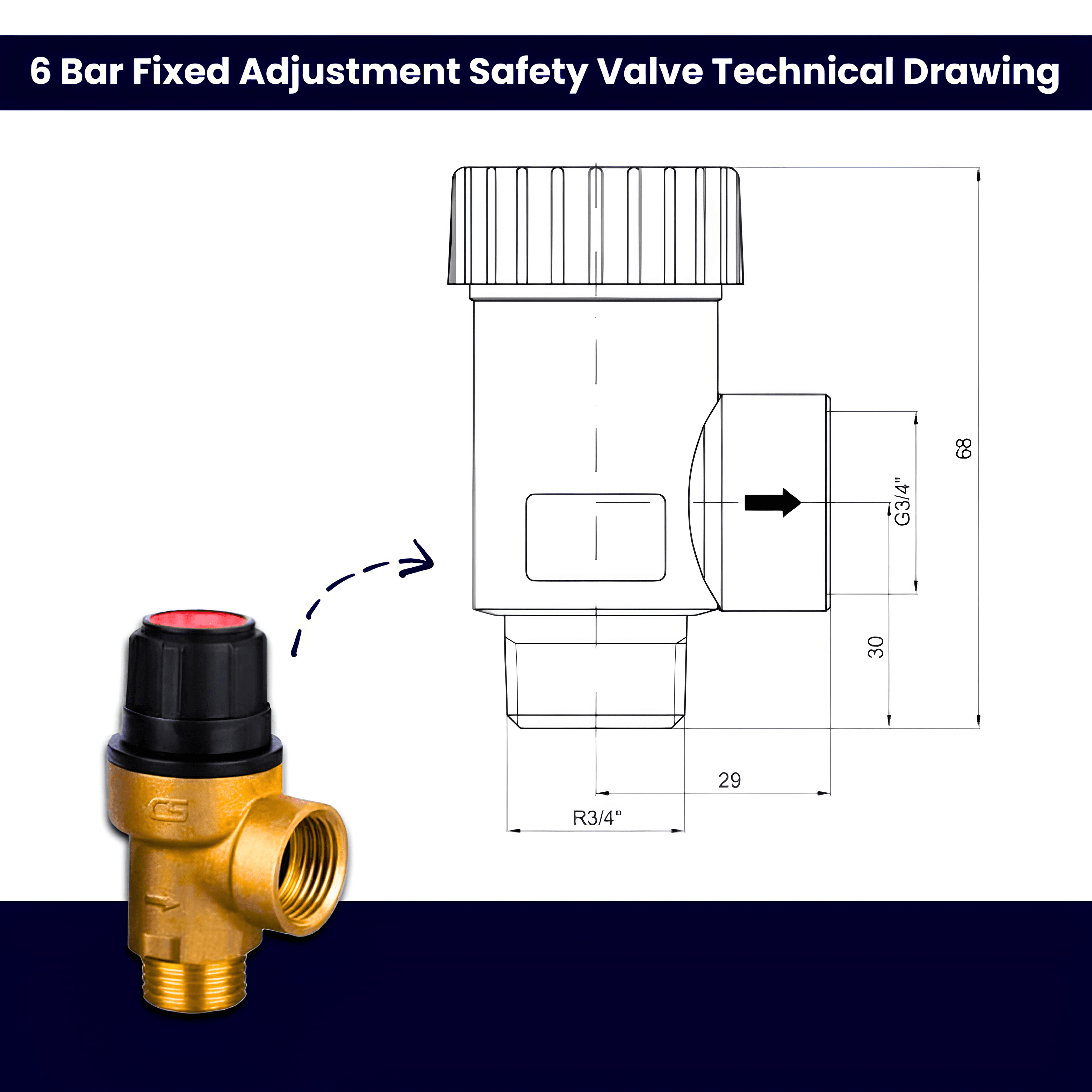 4 Bar Fixed Pressure Safety Valve 1/2''