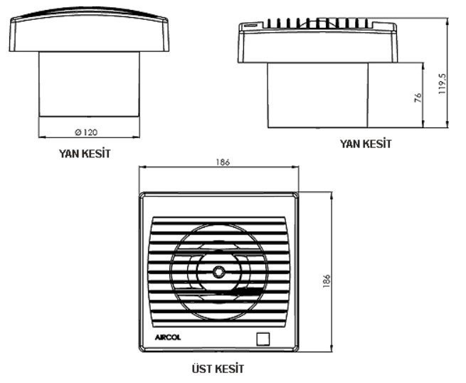 Aircool 100 Silent, Decorative, Plastic Bathroom Fan / Aspirator 100 m³/h - Aircool 100