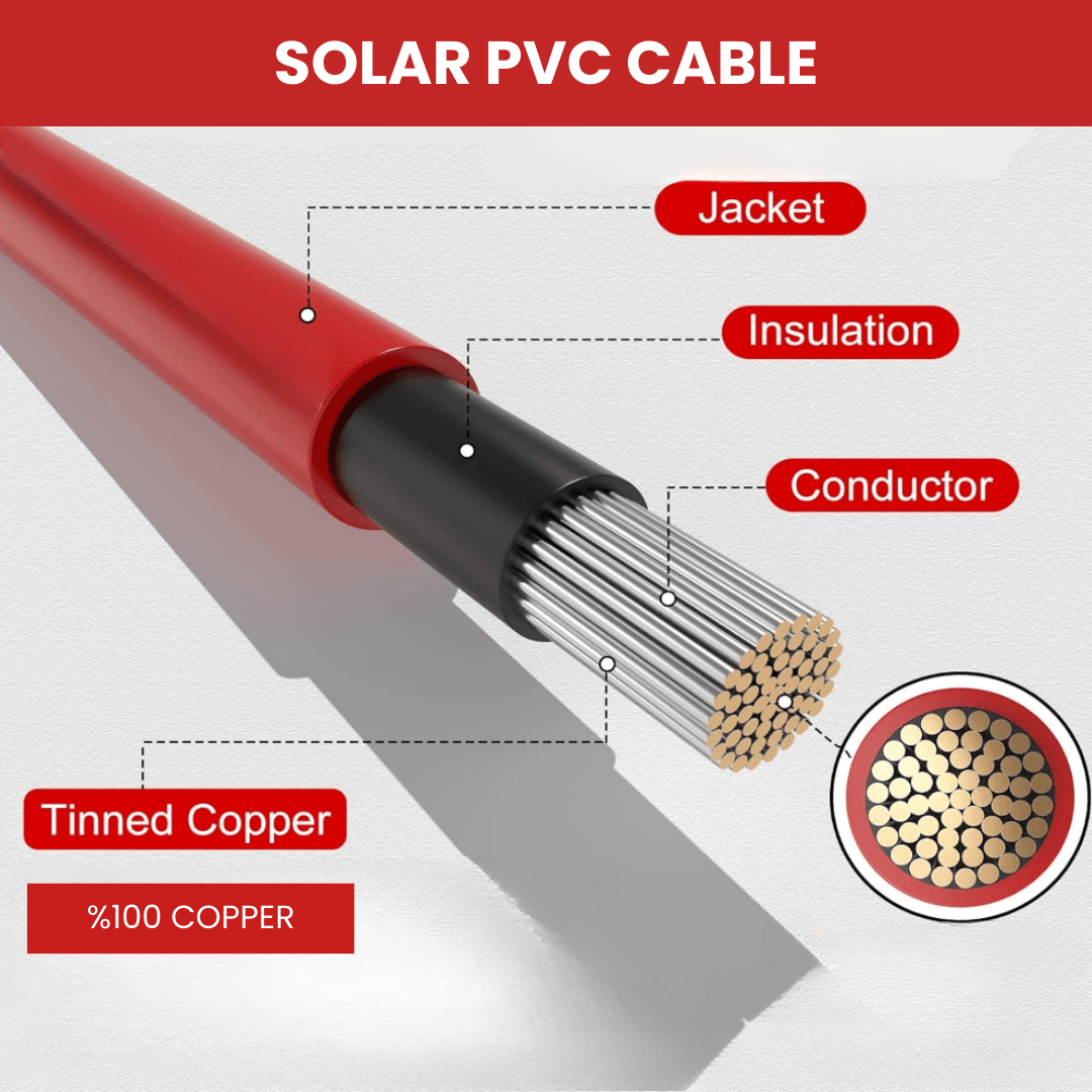 Solar Cable for Solar Energy Systems, 6mm2 Solar Cable Black 5 mt