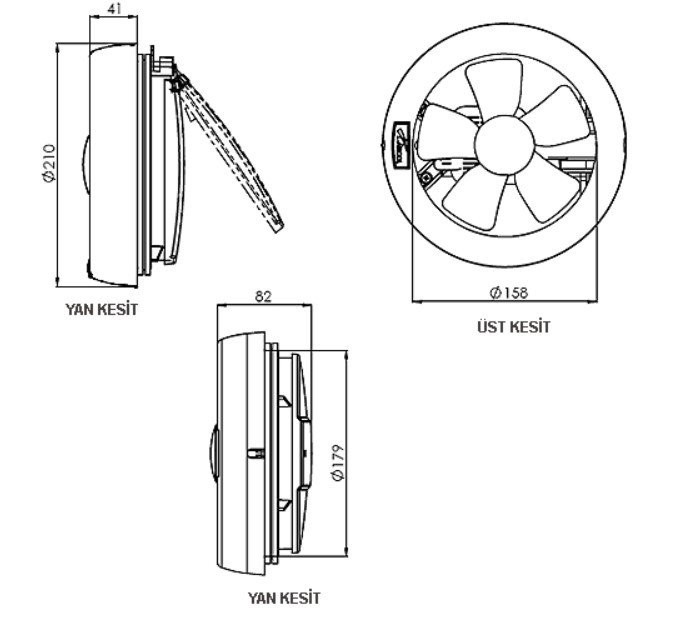 Aircol 150 K Covered Axial Fan / Aspirator 350 m³/h - Aircol 150 K