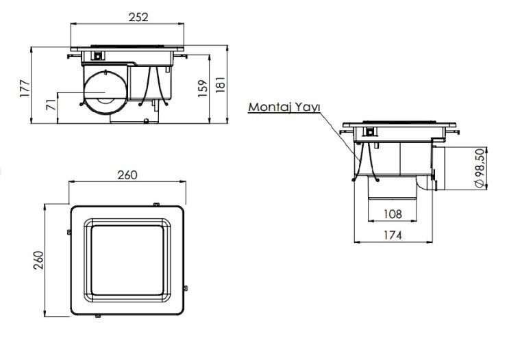 AIRCOL 250T Silent Radial Fan Ceiling Type Toilet, Bathroom and Chimney Aspirator 150 m³/h