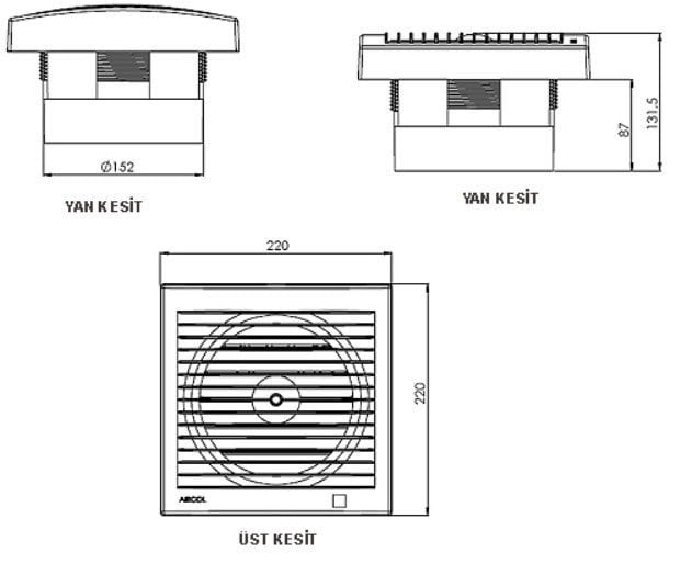 Aircol 150 Automatic Shutter Toilet and Bathroom Fan / Aspirator 300 m³/h - Aircol 150 OP