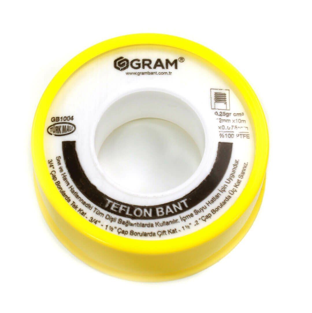 Gram Teflon Tape Sealing Tape 12 mm x 10 m 10 Pieces - DOMESTIC PRODUCTION