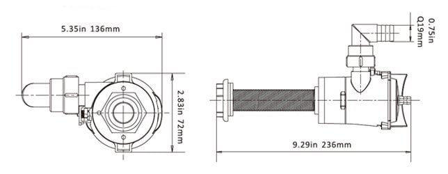 Seaflo SR12196 Vertical Diaphragm Submersible Pump 12 Volt 800 GPH SFBP1-G800-04