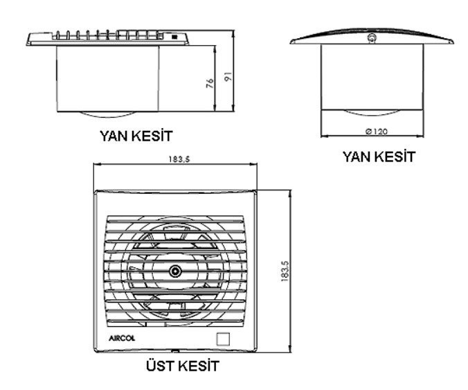 Aircol 120 Toilet, WC and Bathroom Fan / Aspirator 160 m³/h - Aircol 120