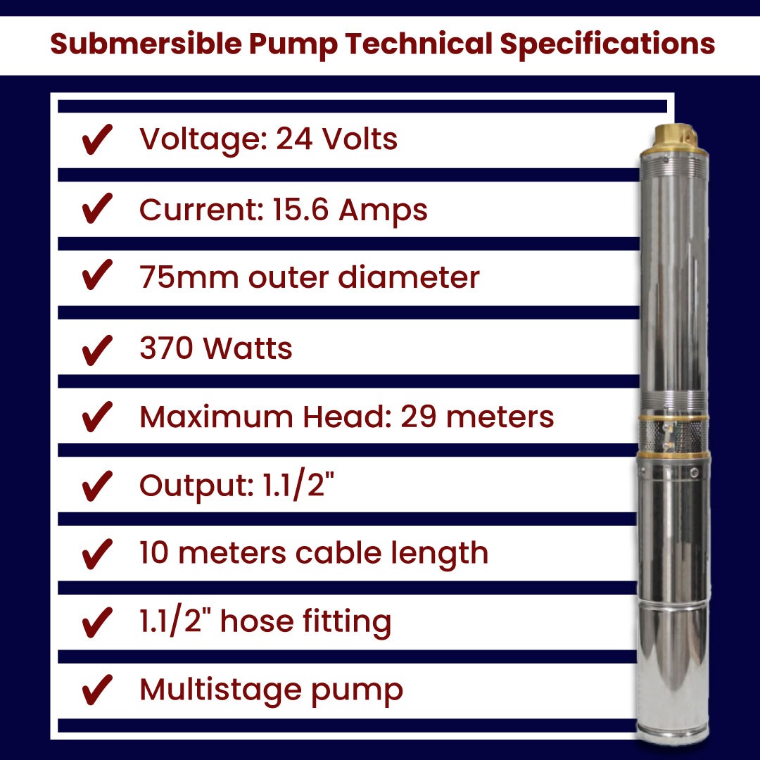 24 Volt 370 Watt Dc Solar Powered Brushless Multistage Submersible Pump 29 mss 4 m³/h