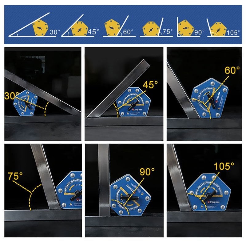 Çırak-50M/A Magnetic Welding Square with On-Off Switch, 6 Angles, 35-50 kg Welding Holder Magnet