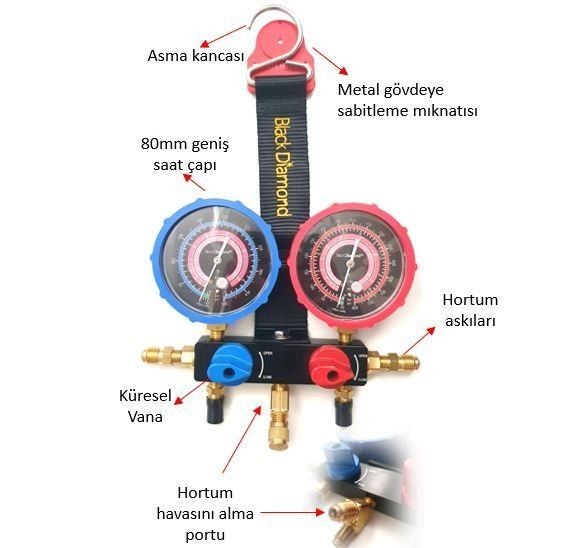 29483 Black Diamond Manifold with Ball Valve (Pressure Gauge) R32/410