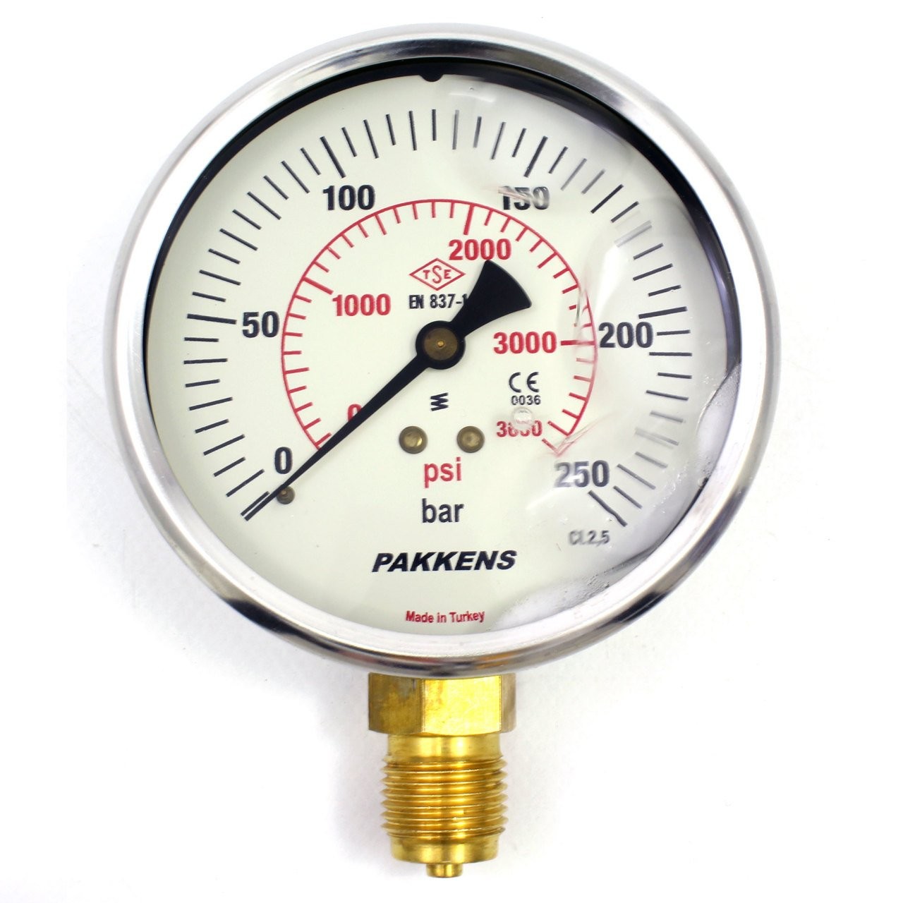 Pakkens 0-250 Bar 100 mm Bottom Connection Glycerin Manometer G 1/2 inch