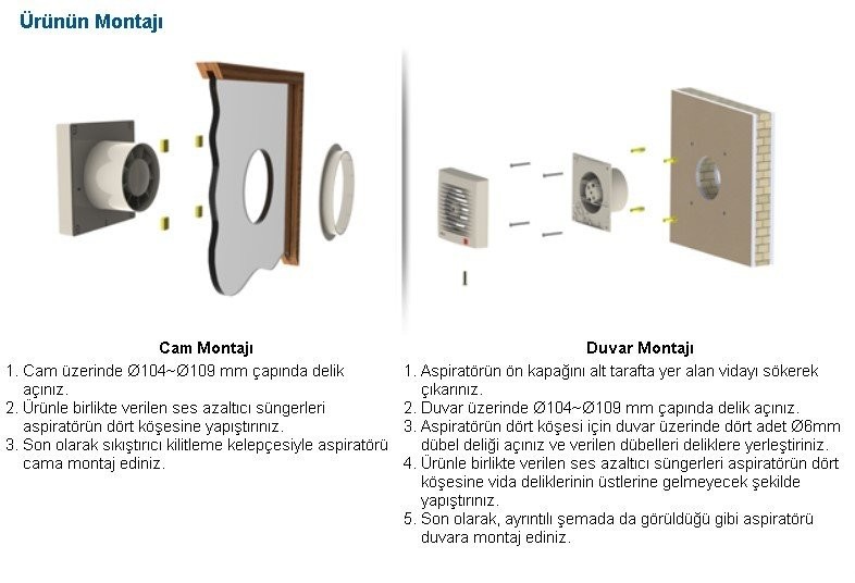 Aircool 100 Shuttered Toilet, WC and Bathroom Fan / Aspirator 100 m³/h - Aircol 100 MP