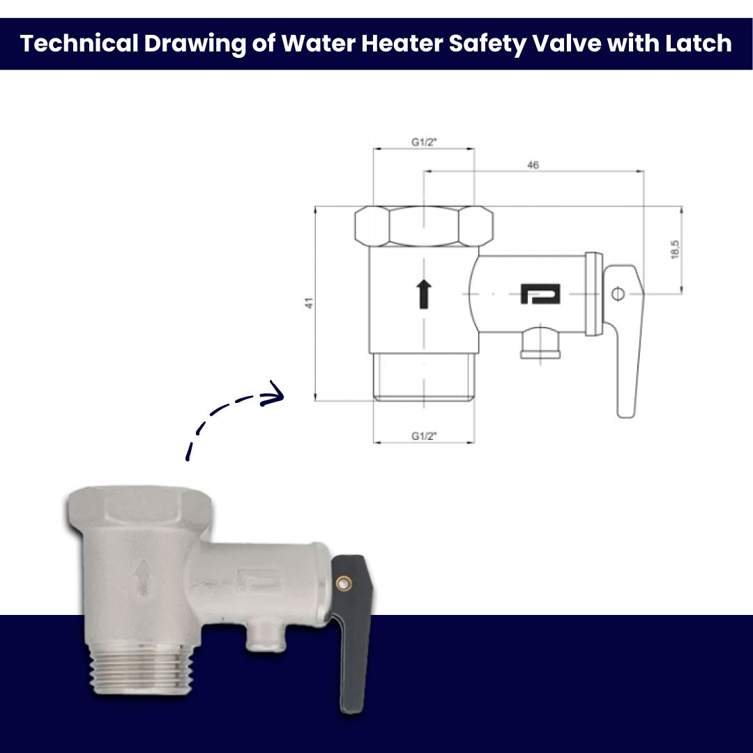 Pakkens 1/2'' Water Heater Safety Valve DN15 9 Bar Without Latch