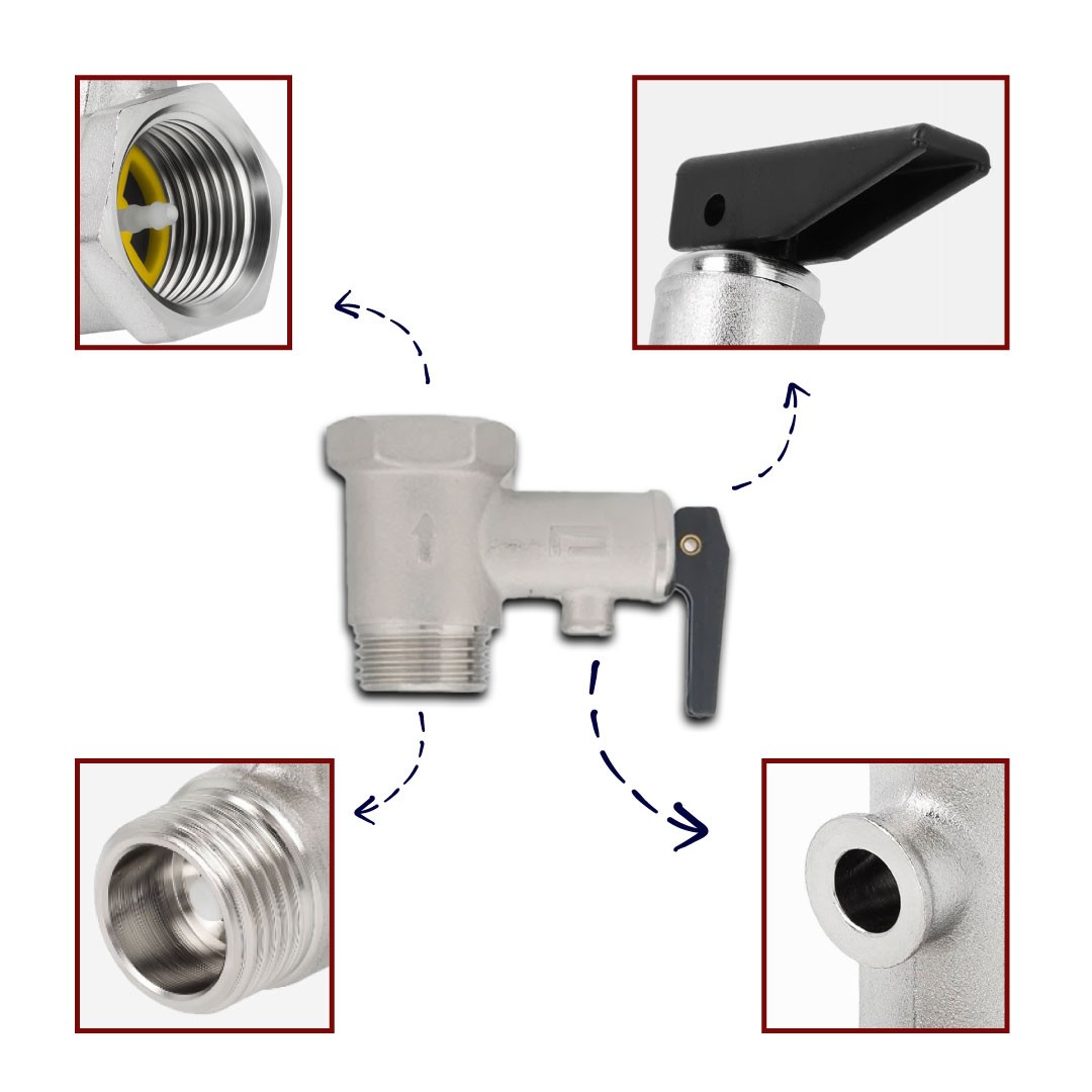 Pakkens 1/2'' Thermostatic Safety Valve DN15 7 Bar with Clamps