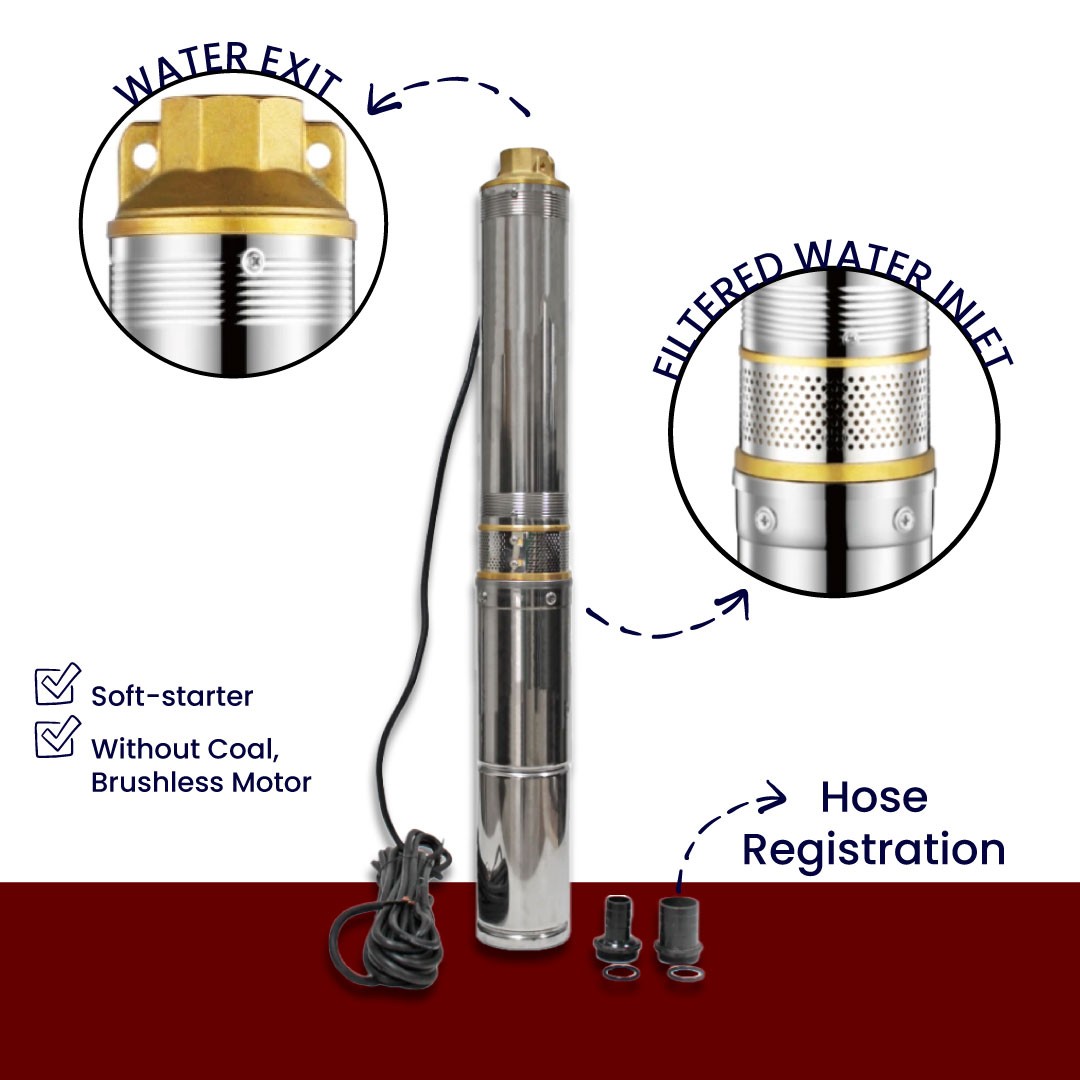 24 Volt 370 Watt Dc Solar Powered Brushless Multistage Submersible Pump 29 mss 4 m³/h