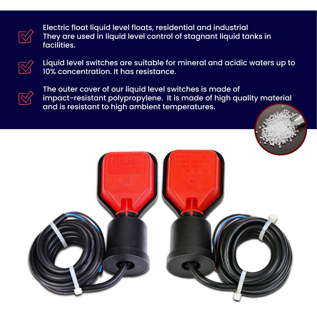 EPC 3 meter Liquid Level Floater with Rubber Cable - Electric Float Switch