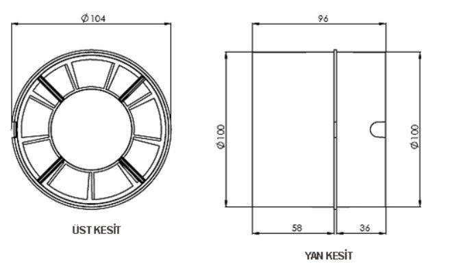 Aircol 100 Round, Duct Type Fan / Aspirator 100 m³/h - Aircol 100 KT