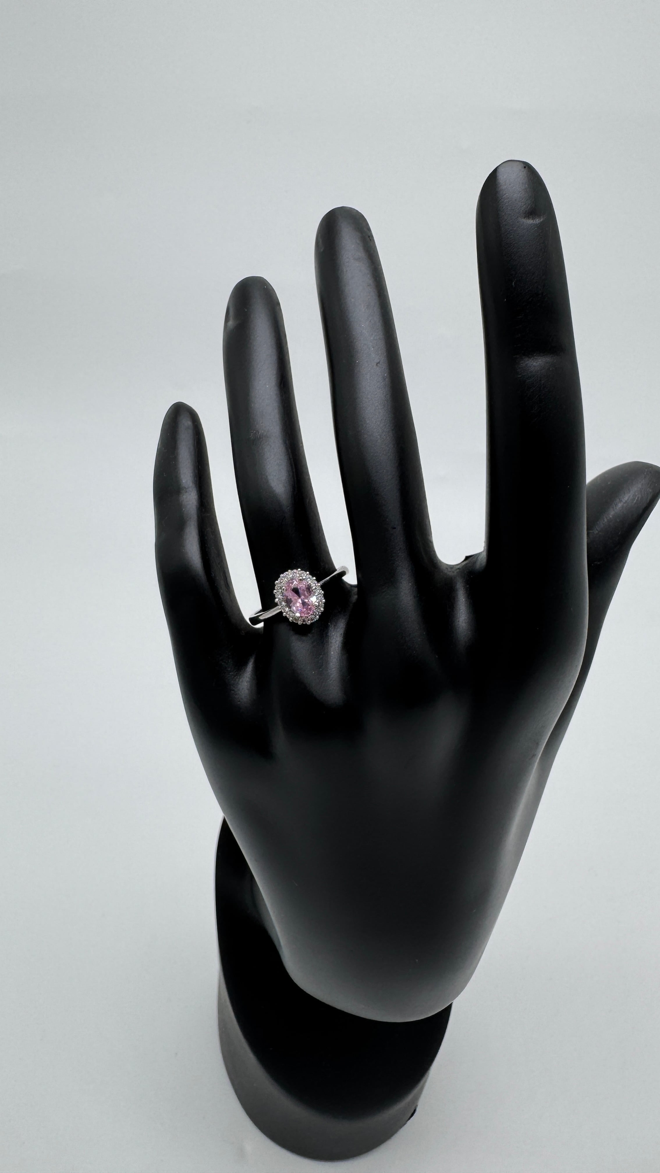 Silver Roselle Pembe Taşlı Oval Yüzük - Silver
