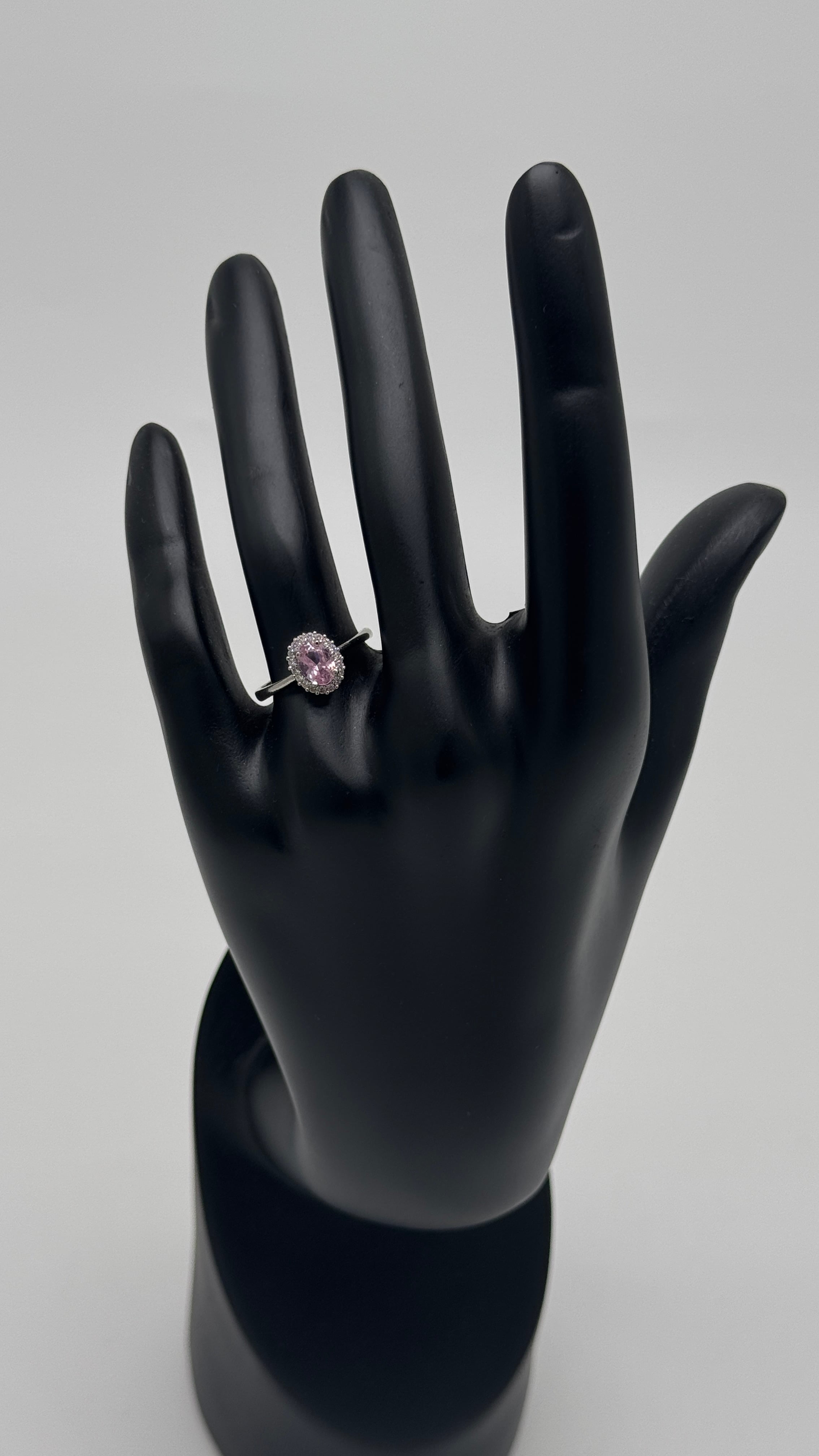 Silver Roselle Pembe Taşlı Oval Yüzük - Silver