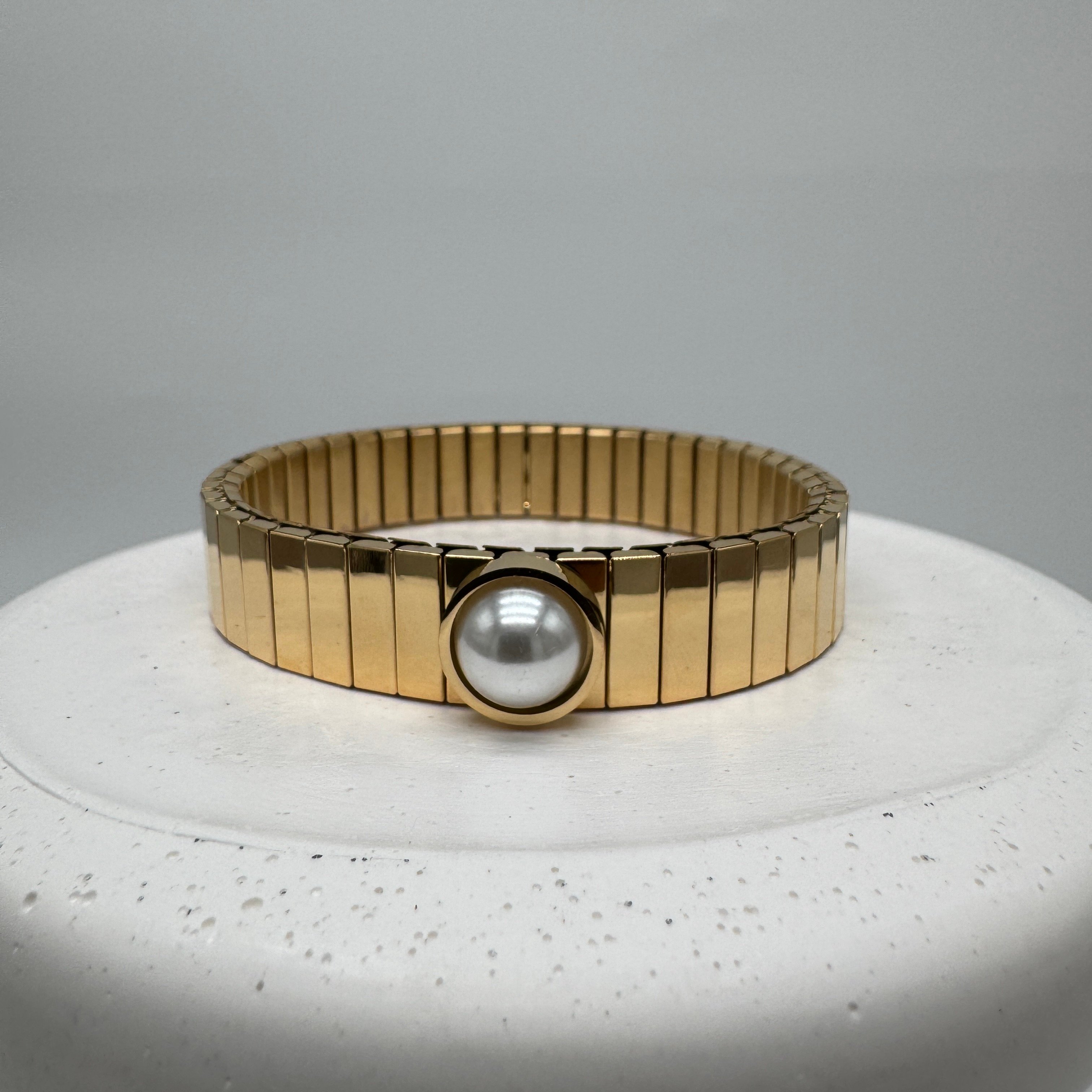Özel Seri Çelik İnci Detay Vintage Model Kelepçe - Gold