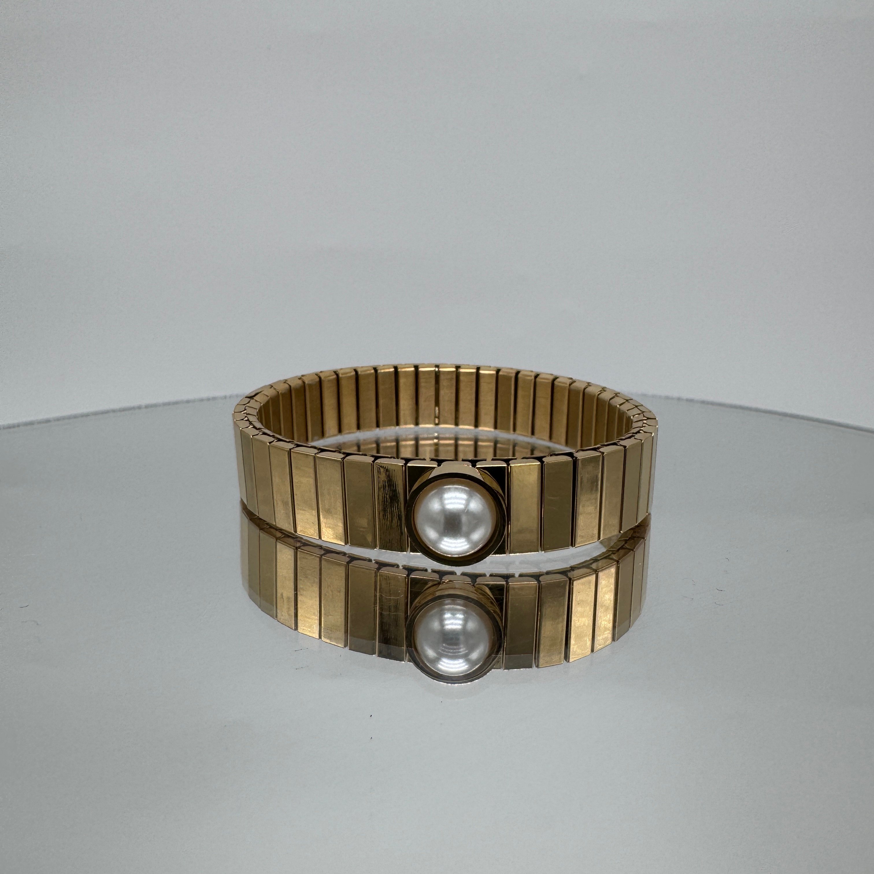 Özel Seri Çelik İnci Detay Vintage Model Kelepçe - Gold