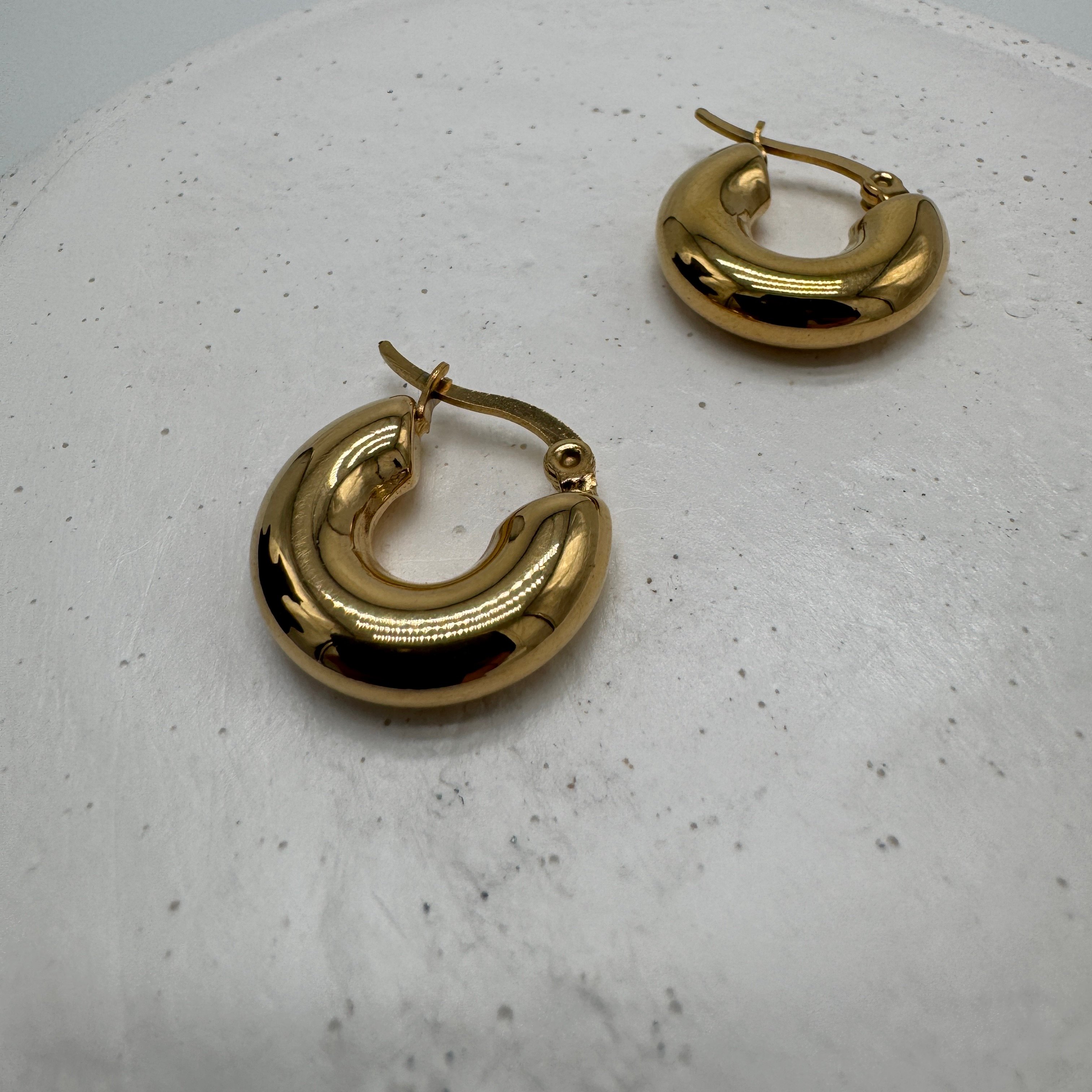 Çelik Gold Minimal Halka Küpe - Gold