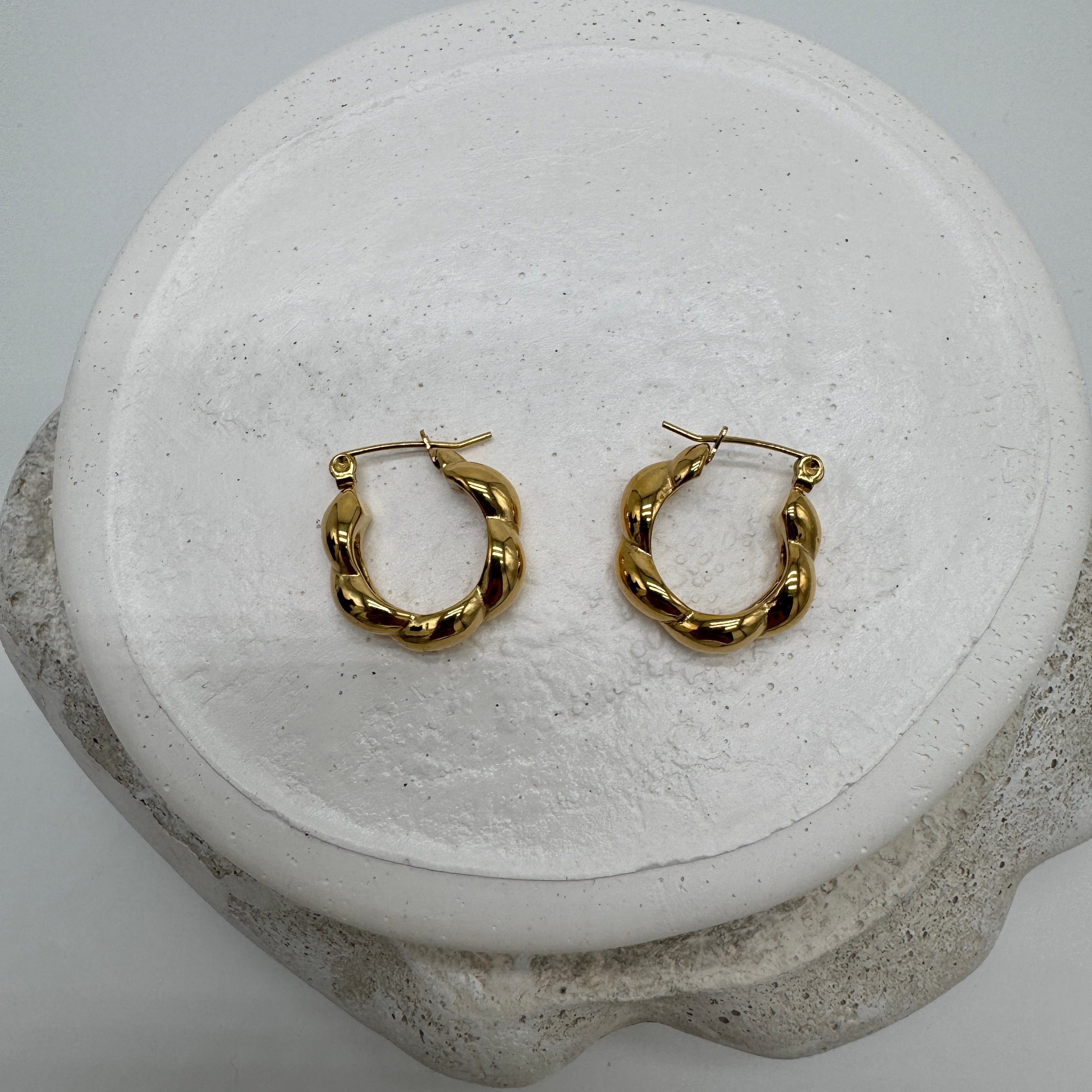 Çelik Gold Burgu Halka Küpe  - Gold