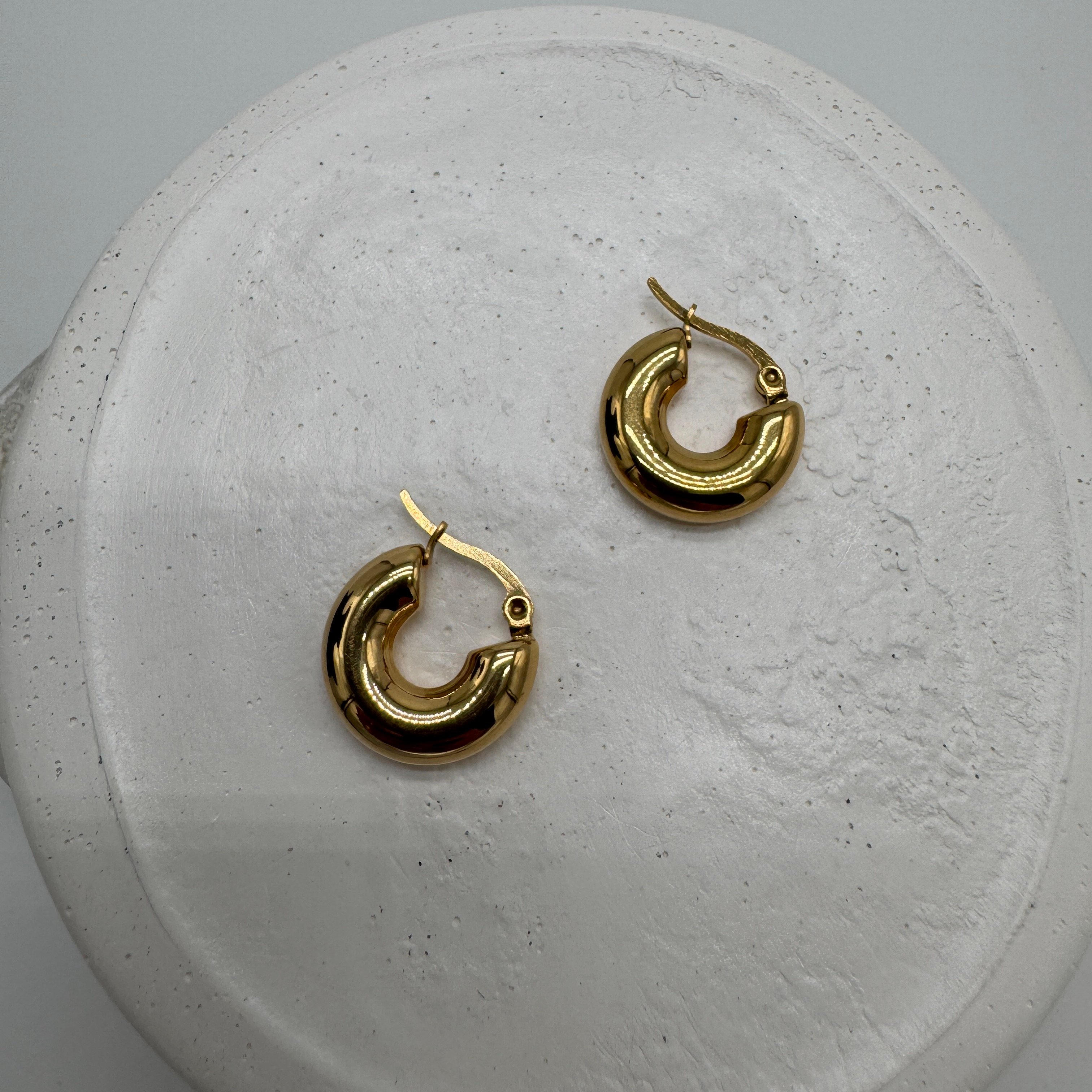 Çelik Gold Minimal Halka Küpe - Gold